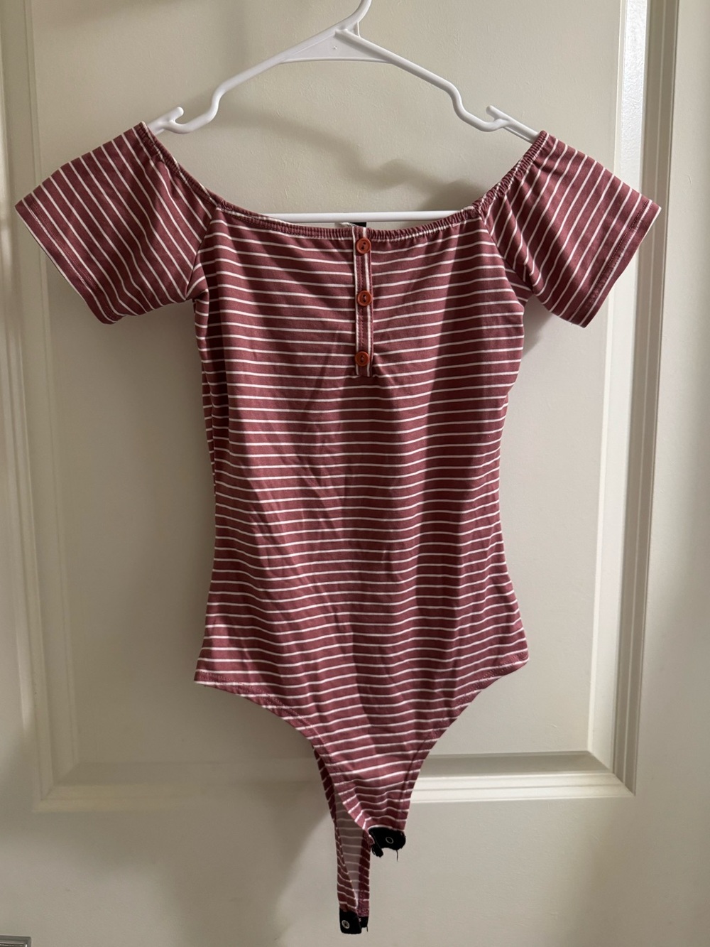 Windsor Mauve Stripe Off-Shoulder Kids One-Piece Bodysuit